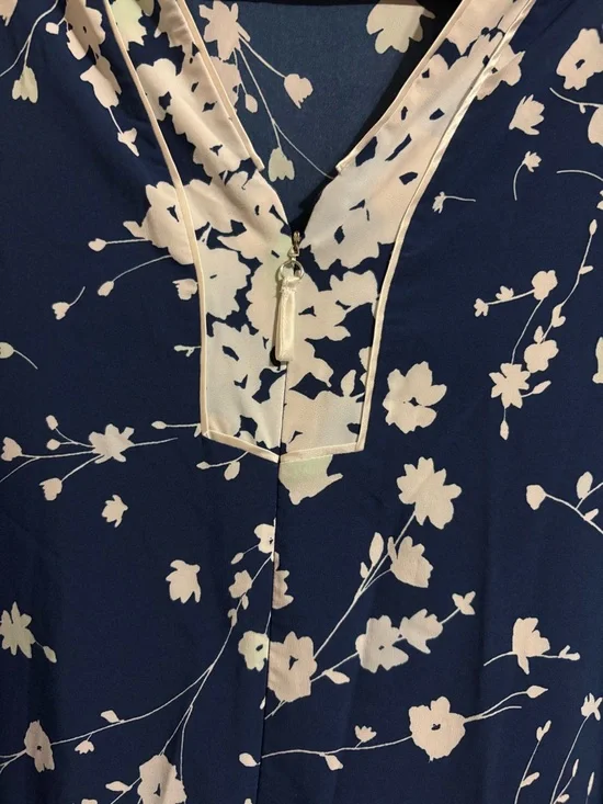 Oscar de la Renta Navy Blue Floral maxi lounge wear - Picture 5 of 6